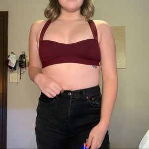 Burgundy yoga bra